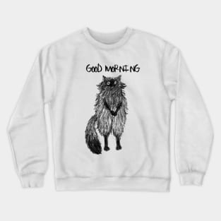 Weird cartoon black cat Crewneck Sweatshirt